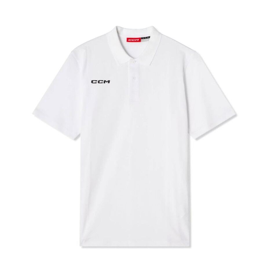 CCM Triko CCM Team Short Sleeve Polo SR, bílá, Senior, L