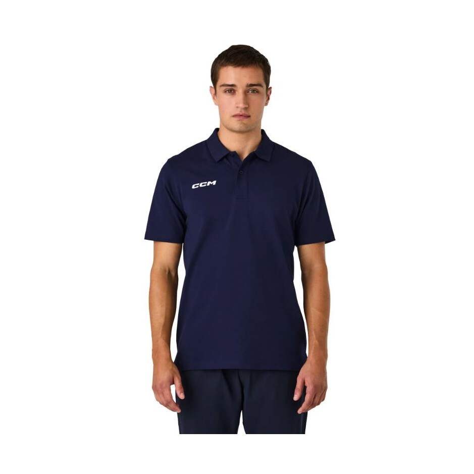 CCM Triko CCM Team Short Sleeve Polo SR, tmavě modrá, Senior, M