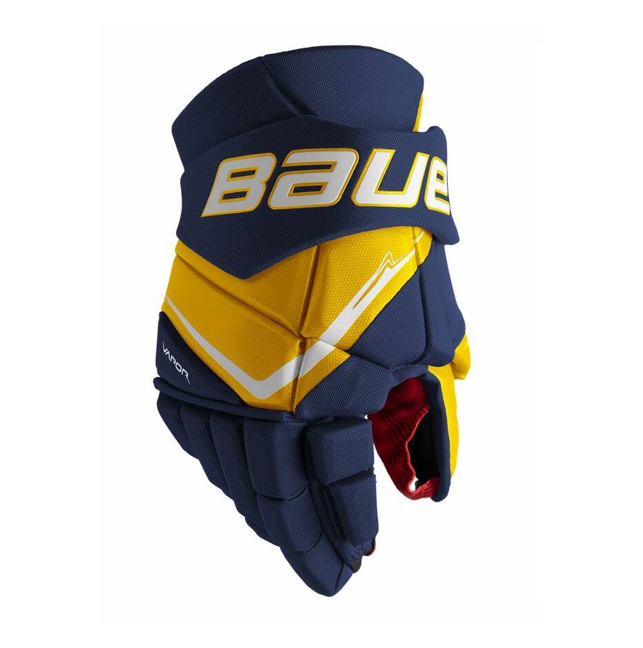 Bauer Hokejové rukavice Bauer Vapor Fly40 S25 INT, tmavě modrá-žlutá, Intermediate, 12"
