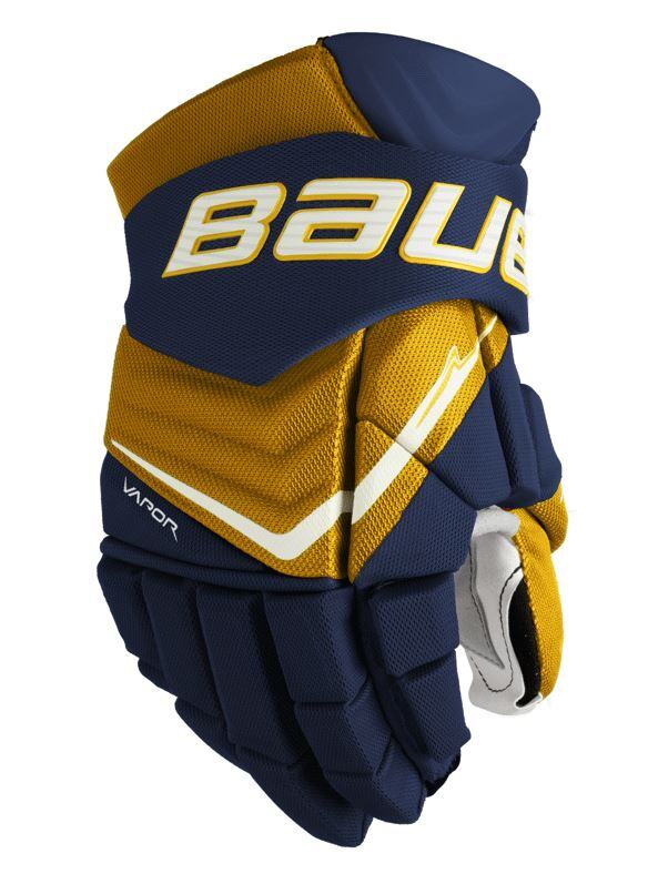 Bauer Hokejové rukavice Bauer Vapor FlyLite S25 JR, tmavě modrá-žlutá, Junior, 11"