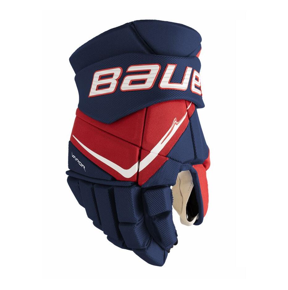 Bauer Hokejové rukavice Bauer Vapor FlyPro S25 INT, tmavě modrá-červená-bílá, Intermediate, 12"