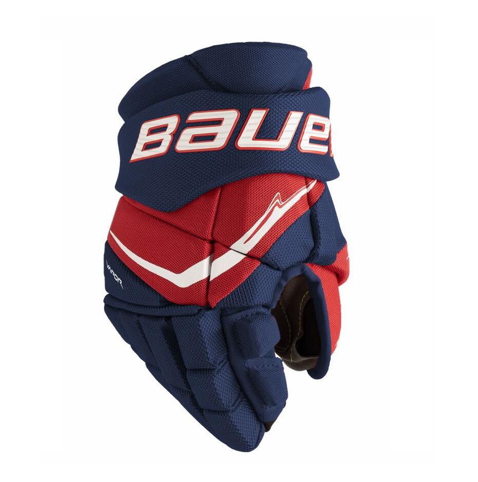 Bauer Hokejové rukavice Bauer Vapor FlyPro S25 JR, tmavě modrá-červená-bílá, Junior, 10"