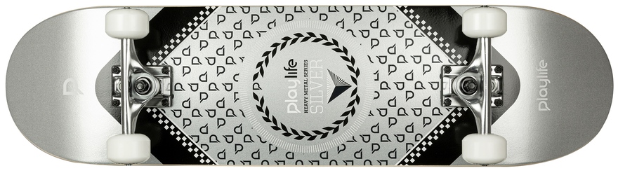 Skateboard Playlife Heavy Metal Silver 31x8"