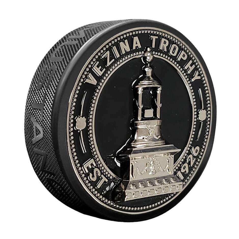 Fanouškovský puk Mustang NHL 3D Silver Medallion Vezina Trophy