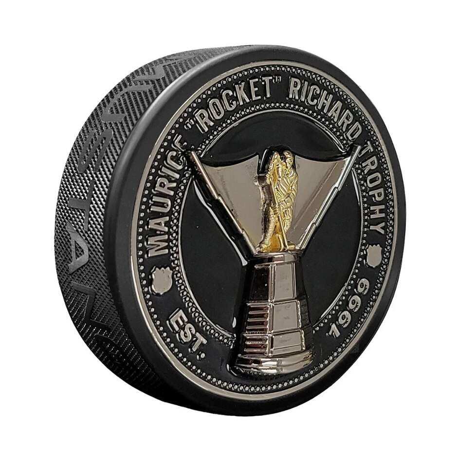 Fanouškovský puk Mustang NHL 3D Silver & Gold Medallion Rocket Richard Trophy